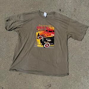 Vintage 90s Hot Rod Car Dragstrip brown Tshirt